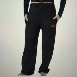 Forever 21 New York Embroidered Black Joggers Sz L